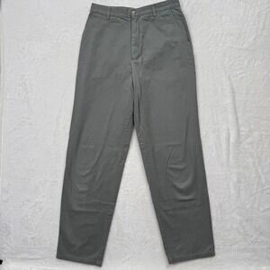 Eddie Bauer Chino Pants Womens 12 Gray Olive Green Straight Leg High Rise Cotton